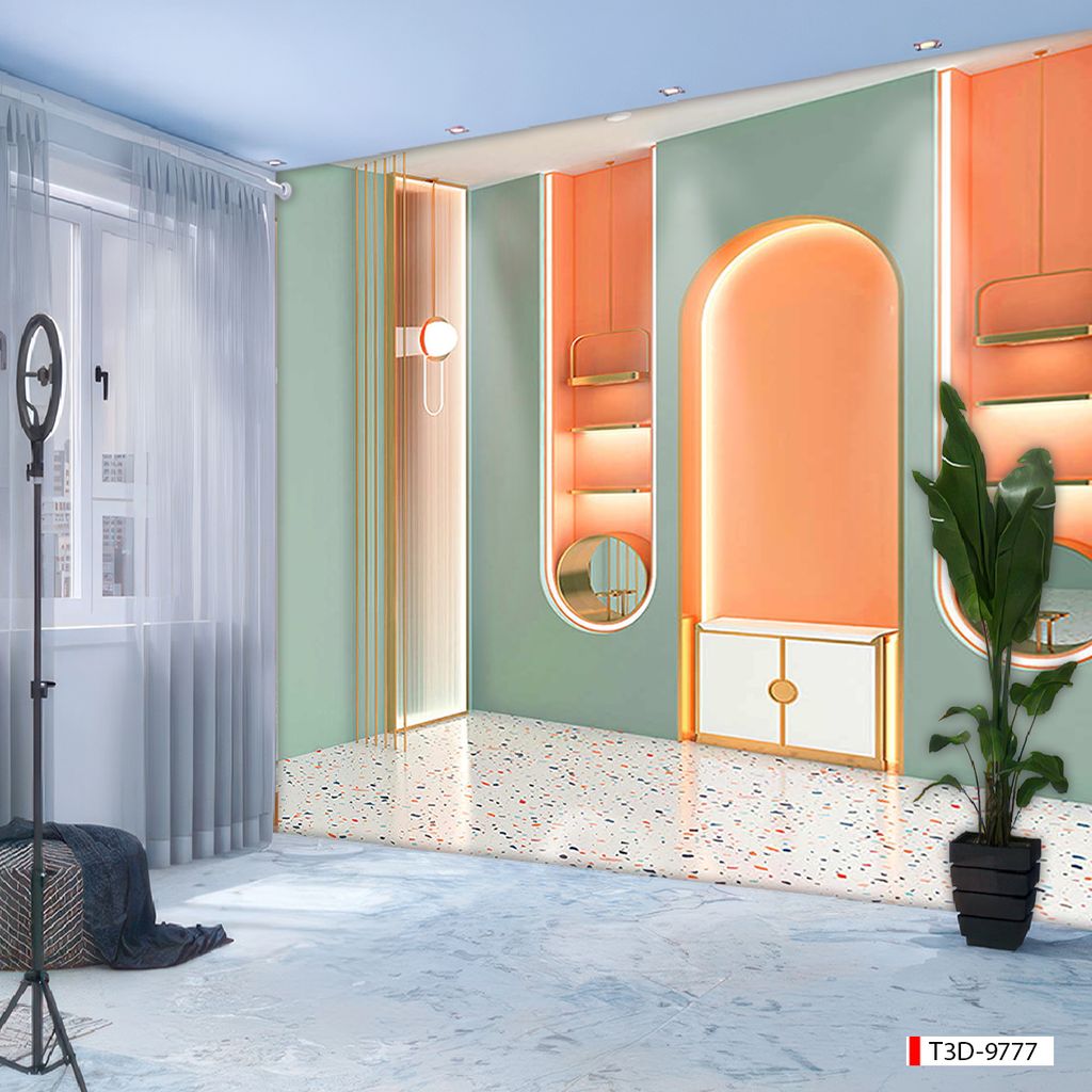 BST23 - TRANH DÁN TƯỜNG 3D - TRANG TRÍ SHOP THỜI TRANG, PHÒNG LIVE - PHONG CÁCH MORANDI - KHỔ LỚN