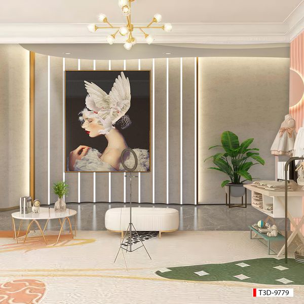 TRANH DÁN TƯỜNG 3D -MORANDI - NỀN 3D - SHOP TRỜI TRANG - LIVE TREAM - KHỔ LỚN - MÃ:T3D-9779