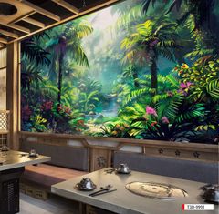 BST30 - TRANH DÁN TƯỜNG 3D - TRANG TRÍ NHÀ HÀNG, CAFE, GIẢI TRÍ - CHỦ ĐỀ TROPICAL RỪNG NHIỆT ĐỚI - KHỔ LỚN