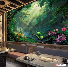 BST30 - TRANH DÁN TƯỜNG 3D - TRANG TRÍ NHÀ HÀNG, CAFE, GIẢI TRÍ - CHỦ ĐỀ TROPICAL RỪNG NHIỆT ĐỚI - KHỔ LỚN