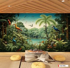 BST30 - TRANH DÁN TƯỜNG 3D - TRANG TRÍ NHÀ HÀNG, CAFE, GIẢI TRÍ - CHỦ ĐỀ TROPICAL RỪNG NHIỆT ĐỚI - KHỔ LỚN