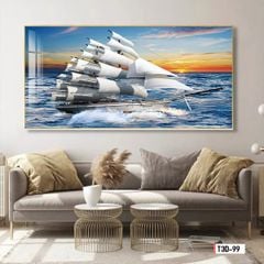 TRANH TREO TƯỜNG KHUNG HỢP KIM TITAN - TRANG TRÍ PHÒNG KHÁCH, SAU SOFA - CHỦ ĐỀ THUẬN BUỒM XUÔI GIÓ - MÃ: T3D-90