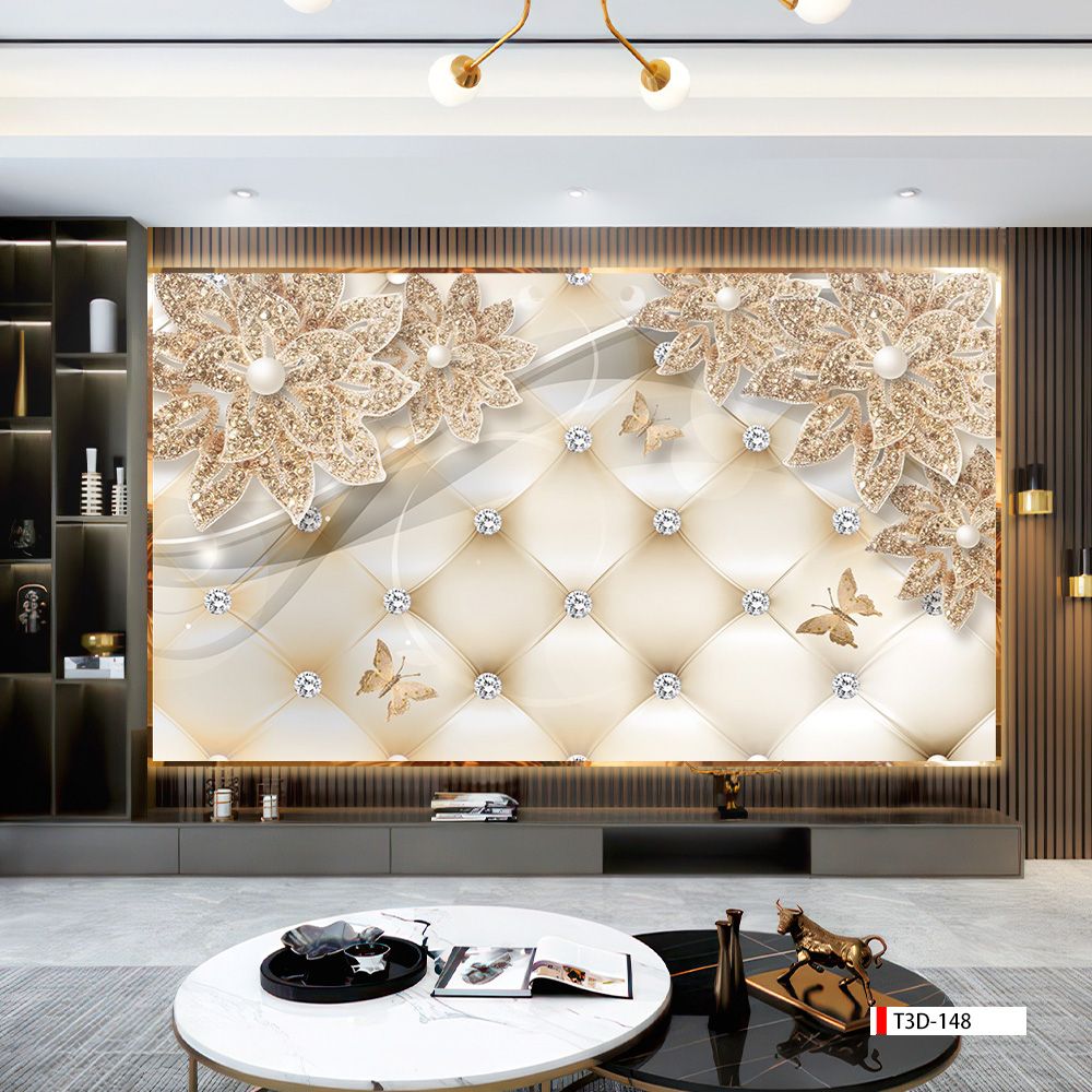 TRANH PVC ỐP TƯỜNG - VÁCH TRANG TRÍ TIVI PHÒNG KHÁCH, PHÒNG NGỦ - TRANH VÂN ĐÁ HOA 3D | MÃ T3D-148