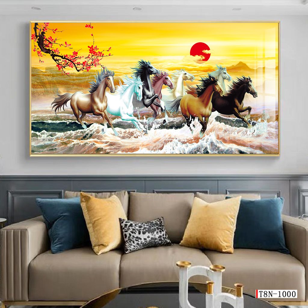 BST05 - TRANH TREO PHÒNG KHÁCH HIỆN ĐẠI - TRANH TRANG TRÍ - TRANH TREO TƯỜNG MÃ ĐÁO THÀNH CÔNG - KIỂU TRANH LIỀN KHỔ