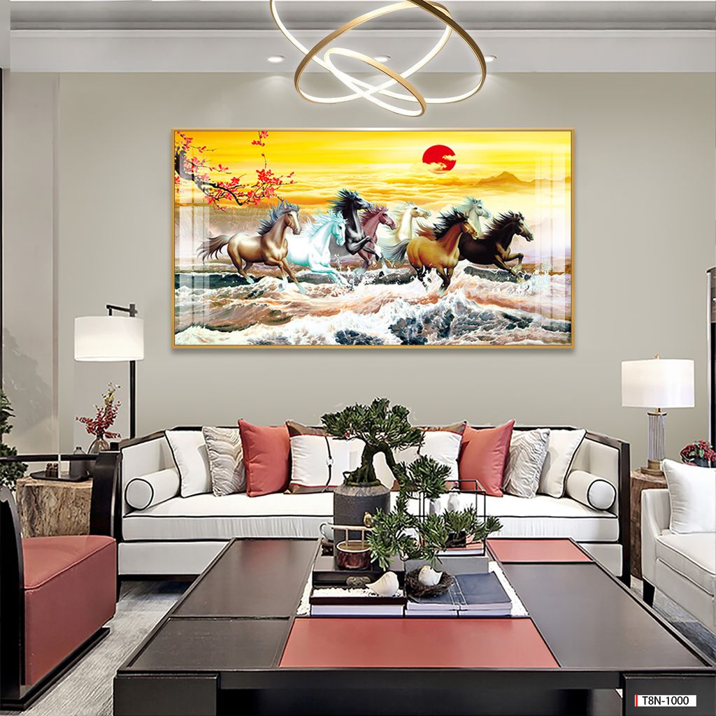 BST118 - TRANH TREO PHÒNG KHÁCH HIỆN ĐẠI - TRANH TRANG TRÍ - TRANH TREO TƯỜNG MÃ ĐÁO THÀNH CÔNG - KIỂU TRANH LIỀN KHỔ