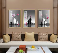 TRANH TREO TƯỜNG PHÒNG KHÁCH, PHÒNG ĂN - TRANH TREO BÌNH HOA - GHÉP BỘ 3 BỨC | MÃ TBH02