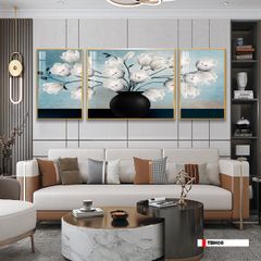 TRANH TREO TƯỜNG PHÒNG KHÁCH - TRANH HOA 3D GHÉP BỘ 3 BỨC | MÃ TBH08