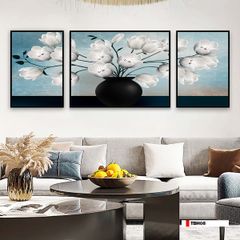 TRANH TREO TƯỜNG PHÒNG KHÁCH - TRANH HOA 3D GHÉP BỘ 3 BỨC | MÃ TBH08