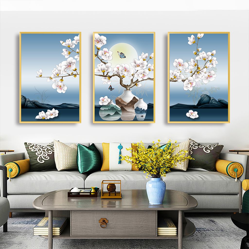 TRANH TREO TƯỜNG KHUNG HỢP KIM - TRANH TREO PHÒNG KHÁCH - TRANH TREO BÌNH HOA - HOA - MÃ TBH22