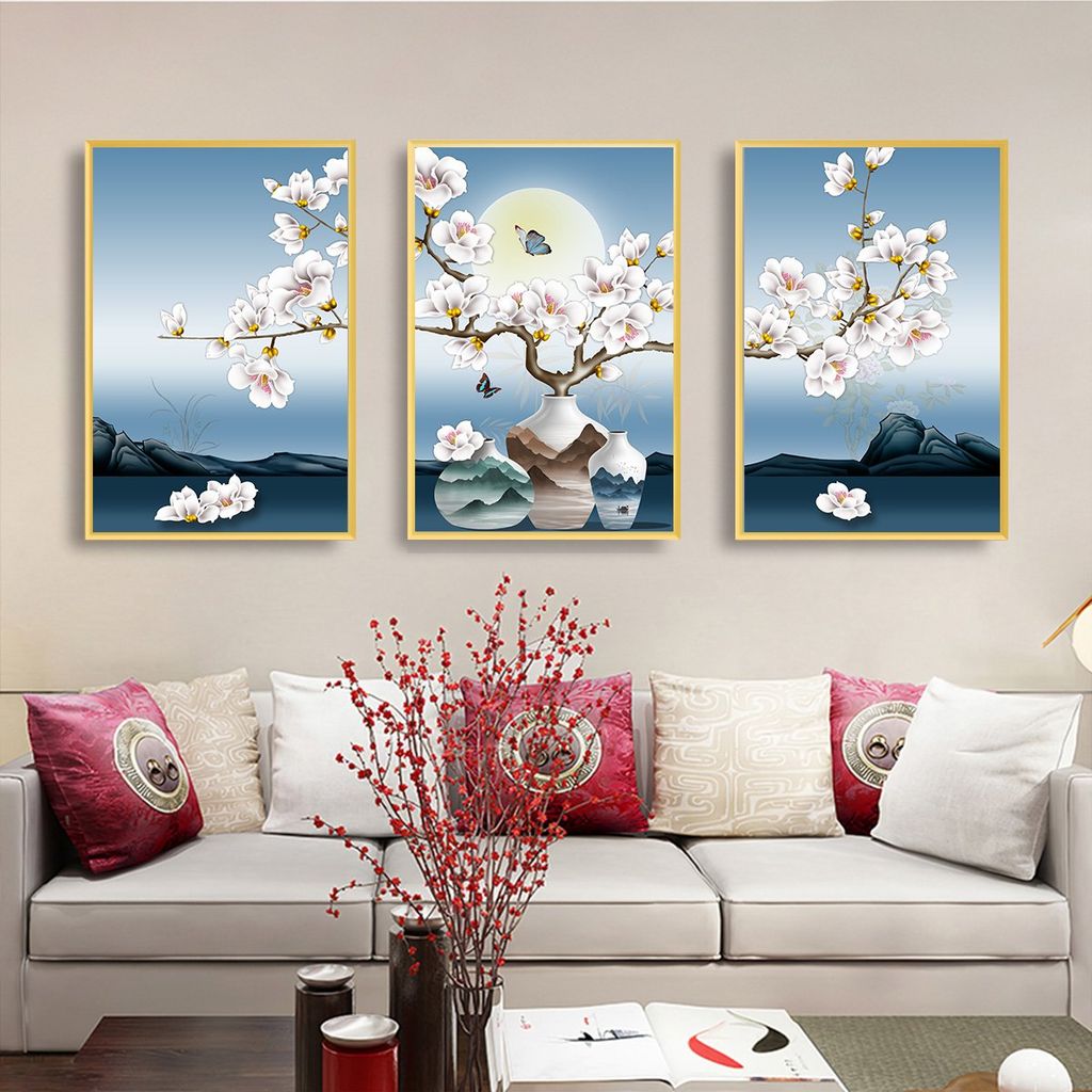 TRANH TREO TƯỜNG KHUNG HỢP KIM - TRANH TREO PHÒNG KHÁCH - TRANH TREO BÌNH HOA - HOA - MÃ TBH22