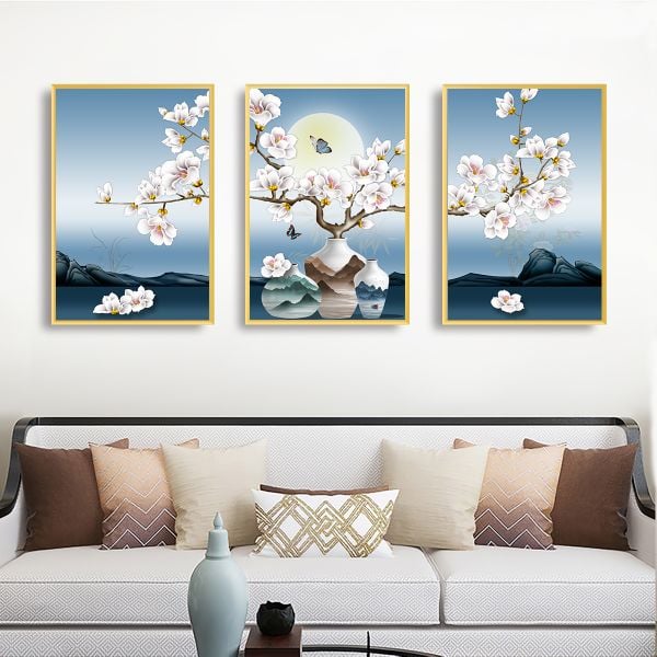 TRANH TREO TƯỜNG KHUNG HỢP KIM - TRANH TREO PHÒNG KHÁCH - TRANH TREO BÌNH HOA - HOA - MÃ TBH22