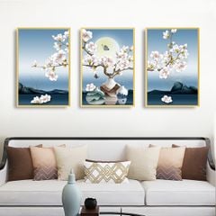 TRANH TREO TƯỜNG KHUNG HỢP KIM - TRANH TREO PHÒNG KHÁCH - TRANH TREO BÌNH HOA - HOA - MÃ TBH22