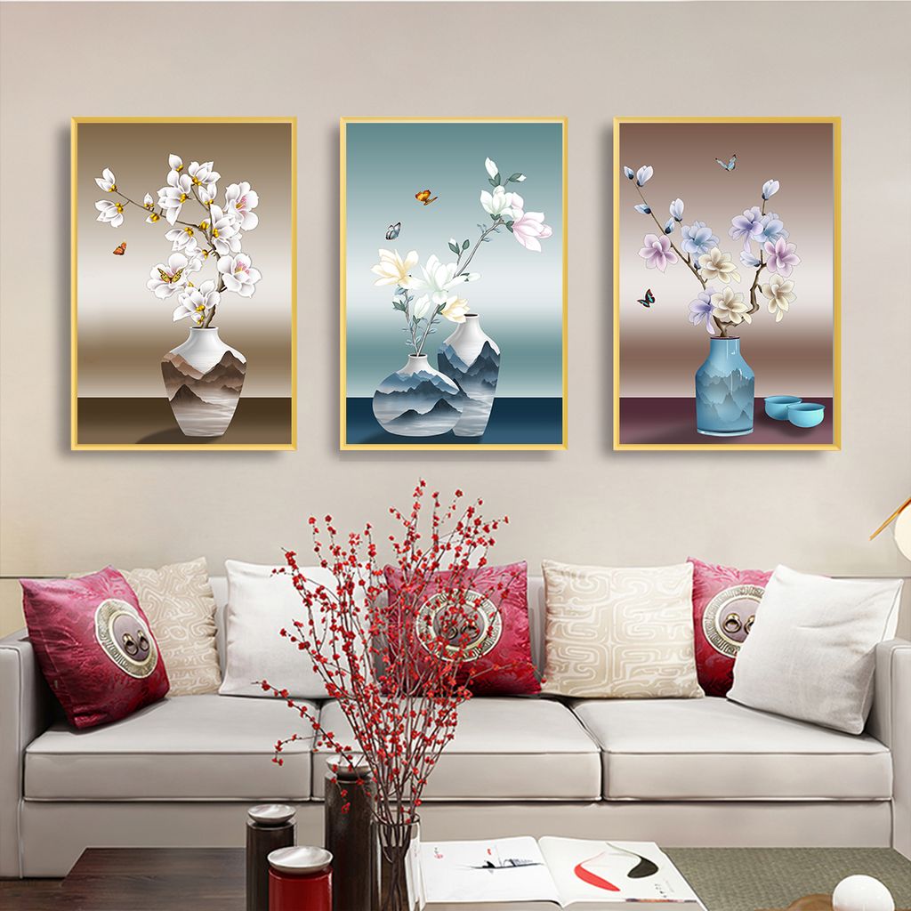 TRANH TREO TƯỜNG KHUNG HỢP KIM - TRANH TREO PHÒNG KHÁCH - TRANH TREO BÌNH HOA - HOA - MÃ TBH23