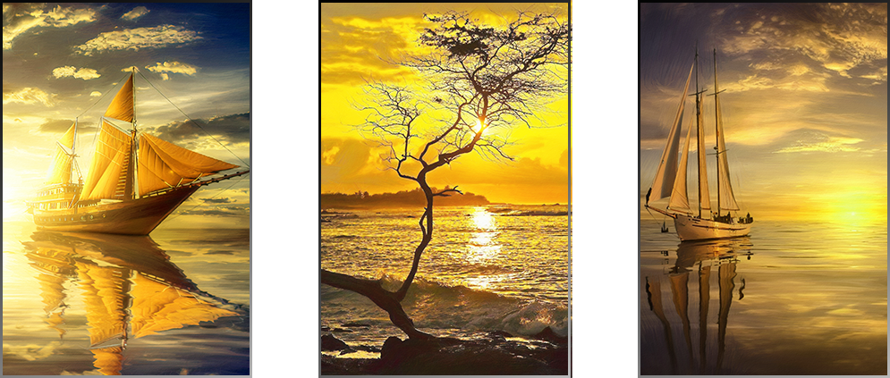 TRANH TREO PHÒNG KHÁCH GHÉP BỘ 3 BỨC - TRANH PHONG CẢNH THIÊN NHIÊN | MÃ TG187