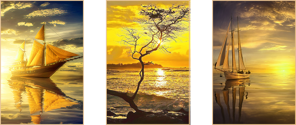 TRANH TREO PHÒNG KHÁCH GHÉP BỘ 3 BỨC - TRANH PHONG CẢNH THIÊN NHIÊN | MÃ TG187