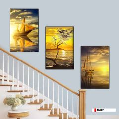 TRANH TREO PHÒNG KHÁCH GHÉP BỘ 3 BỨC - TRANH PHONG CẢNH THIÊN NHIÊN | MÃ TG187