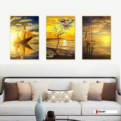 TRANH TREO PHÒNG KHÁCH GHÉP BỘ 3 BỨC - TRANH PHONG CẢNH THIÊN NHIÊN | MÃ TG187