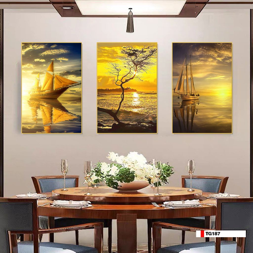 TRANH TREO PHÒNG KHÁCH GHÉP BỘ 3 BỨC - TRANH PHONG CẢNH THIÊN NHIÊN | MÃ TG187