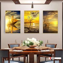 TRANH TREO PHÒNG KHÁCH GHÉP BỘ 3 BỨC - TRANH PHONG CẢNH THIÊN NHIÊN | MÃ TG187