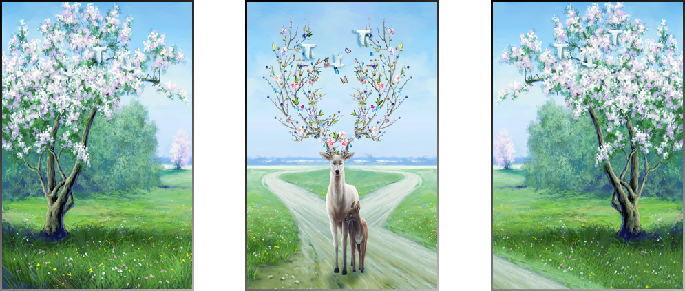 TRANH TREO TƯỜNG PHÒNG KHÁCH - TRANH HƯƠU TÀI LỘC GHÉP BỘ 3 BỨC | MÃ TG223