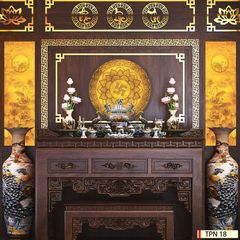 TRANH TREO PHÒNG THỜ - TRANH ĐIỆN TRÚC CHỈ MANDALA CHỮ VẠN | MÃ TPN 18