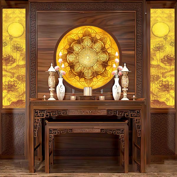 TRANH TREO PHÒNG THỜ - TRANH ĐIỆN TRÚC CHỈ MANDALA BỒ ĐỀ | MÃ TPN 21