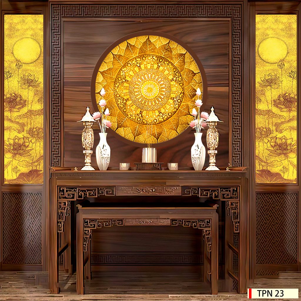 TRANH TREO PHÒNG THỜ - TRANH ĐIỆN TRÚC CHỈ MANDALA | MÃ TPN 23