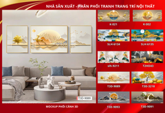BST169 -TRANH PHONG THỦY 3D - TRANG TRÍ PHÒNG KHÁCH, SAU SOFA, PHÒNG NGỦ - CHỦ ĐỀ HIỆN ĐẠI HƯƠU TÀI LỘC