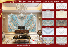 BST140 - TRANH PVC ỐP TƯỜNG - TRANG TRÍ PHÒNG KHÁCH, SAU SOFA, LỄ TÂN - TRANH VÂN ĐÁ ĐỐI XỨNG - KHỔ LỚN