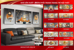 BST171 -TRANH PHONG THỦY 3D - TRANG TRÍ PHÒNG KHÁCH, SAU SOFA, PHÒNG NGỦ - CHỦ ĐỀ HIỆN ĐẠI HƯƠU TÀI LỘC