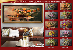 BST167 - TRANH TREO TƯỜNG PHÒNG KHÁCH - SAU SOFA - TRANH HOA 3D CỔ ĐIỂN