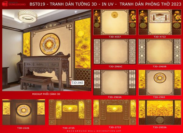 BST10 - TRANH DÁN TƯỜNG 3D - TRANG TRÍ PHÒNG THỜ - KHỔ LỚN