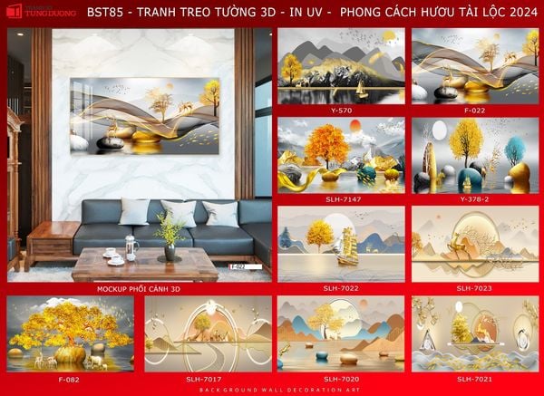 BST63 - TRANH TREO TƯỜNG - PHÒNG KHÁCH, SAU SOFA - CHỦ ĐỀ HIỆN ĐẠI HƯƠU TÀI LỘC - KHỔ LỚN