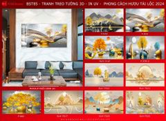 BST63 - TRANH TREO TƯỜNG - PHÒNG KHÁCH, SAU SOFA - CHỦ ĐỀ HIỆN ĐẠI HƯƠU TÀI LỘC - KHỔ LỚN