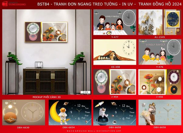 BST61 - TRANH ĐỒNG HỒ TREO TƯỜNG - TRANG TRÍ PHÒNG ĂN - TRANH NGANG