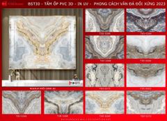 BST10 - TẤM PVC ỐP TƯỜNG - PHÒNG KHÁCH VÁCH TIVI - TRANH VÂN ĐÁ ĐỐI XỨNG - KHỔ LỚN