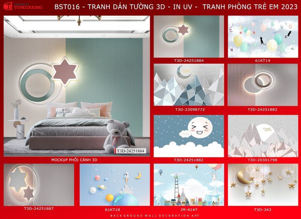 BST09 - TRANH DÁN TƯỜNG 3D - TRANG TRÍ PHÒNG NGỦ - TRANH PHÒNG NGỦ TRẺ EM - KHỔ LỚN