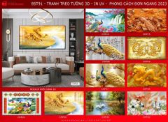 BST69 - TRANH TREO TƯỜNG - TRANG TRÍ PHÒNG KHÁCH, SAU SOFA - CHỦ ĐỀ TRANH RỒNG BAY PHƯỢNG MÚA - KHỔ LỚN