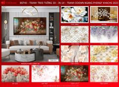 BST32 - TRANH TREO TƯỜNG - TRANG TRÍ PHÒNG KHÁCH, SAU SOFA - CHỦ ĐỀ HOA 3D - KHỔ LỚN