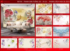 BST20 - TRANH DÁN TƯỜNG 3D - TRANG TRÍ NHÀ HÀNG, CAFE - CHỦ ĐỀ HOA 3D - KHỔ LỚN