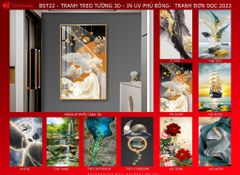 BST23 - TRANH TREO TƯỜNG - TRANG TRÍ CẦU THANG LỐI ĐI - KIỂU TRANH HOA SEN CÁ CHÉP - KHỔ LỚN