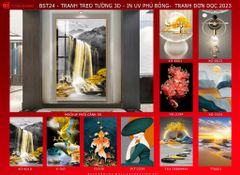 BST24 - TRANH TREO TƯỜNG - TRANG TRÍ HÀNH LANG, CẦU THANG LỐI ĐI - PHONG CÁCH HƯƠU TÀI LỌC, HOA 3D, THUYỀN - TRANH ĐƠN DỌC