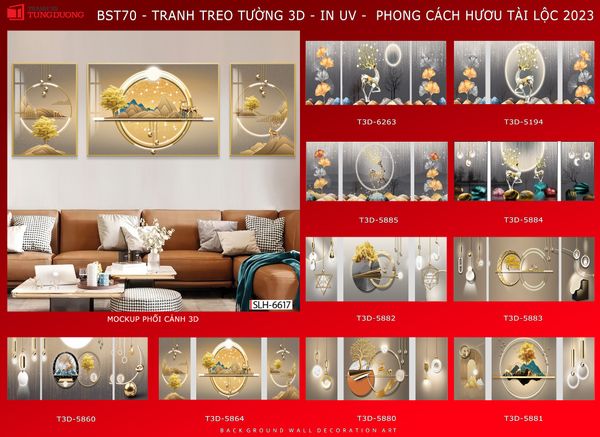 BST49 - TRANH TREO TƯỜNG - PHÒNG KHÁCH, SAU SOFA - TRANH HIỆN ĐẠI HƯƠU TÀI LỘC - KHỔ LỚN