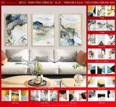 BST85 - TRANH TREO PHÒNG KHÁCH HIỆN ĐẠI - TRANH TRANG TRÍ - TRANH TREO HIỆN ĐẠI TRỪU TƯỢNG - TRANH GHÉP BỘ 3 BỨC |