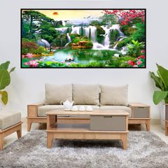 TRANH TREO TƯỜNG PHÒNG KHÁCH - TRANH SƠN THỦY HỮU TÌNH - KHỔ LỚN | MÃ TST48