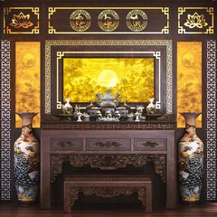 TRANH TREO PHÒNG THỜ - TRANH ĐIỆN TRÚC CHỈ HOA SEN | MÃ TTC106