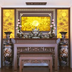 TRANH TREO PHÒNG THỜ - TRANH ĐIỆN TRÚC CHỈ HOA SEN | MÃ TTC106