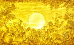 TRANH TREO PHÒNG THỜ - TRANH ĐIỆN TRÚC CHỈ HOA SEN | MÃ TTC106