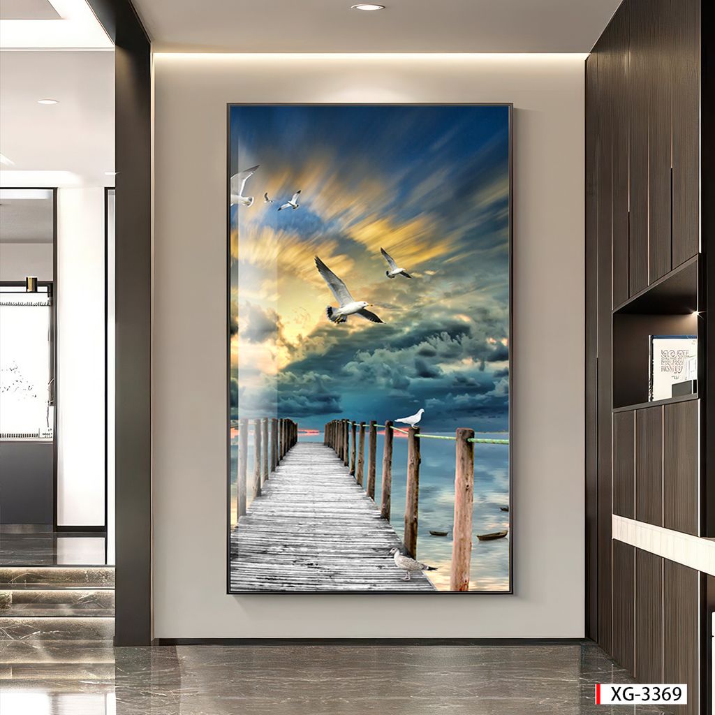 TRANH TREO HÀNH LANG LỐI ĐI, TRANH TREO PHONG CẢNH THIÊN NHIÊN, TRANH TREO KIỂU DỌC, MT: XG-3369