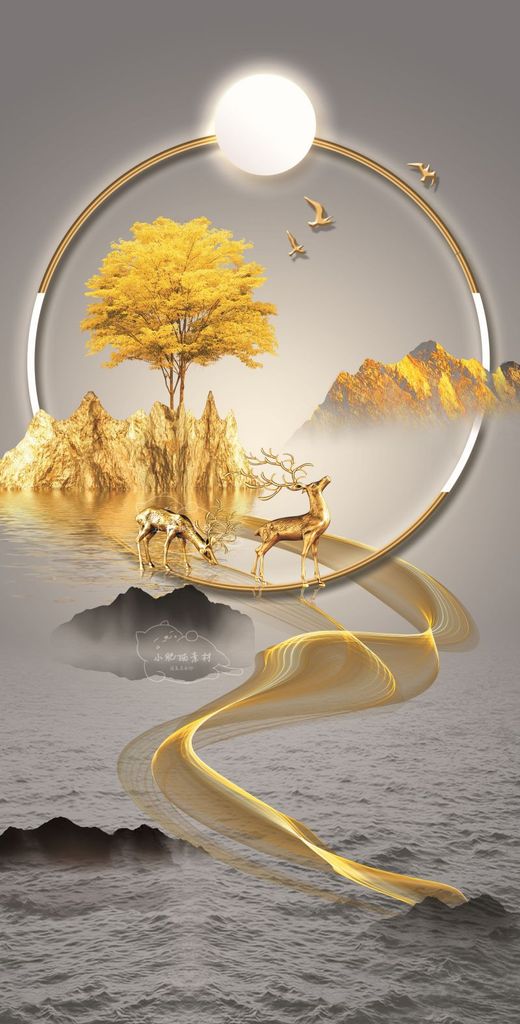 466 - TRANH TREO HÀNH LANG LỐI ĐI - TRANH TRANG TRÍ - TRANH TRANH HƯƠU TÀI LỘC HIỆN ĐẠI | MÃ xg-6668